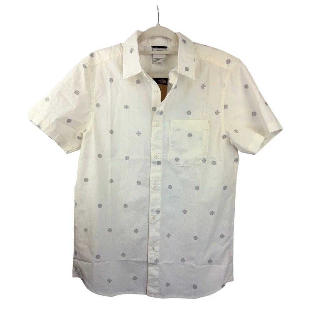 The North Face Mens Baytrail Jacquard Short Sleeve Button Down Shirt White M NWT